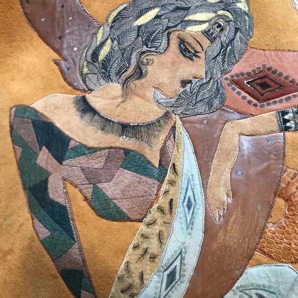 Incredible Vintage Shearling Embroidered Coat/mitt - Picture 10 of 15